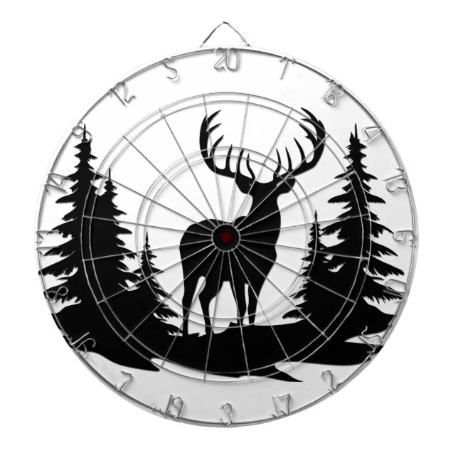 Big Buck Among Pine Tree Vector  Dart Board (Front)