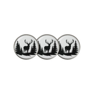 Big Buck Among Pine Tree Vector Golf Ball Marker