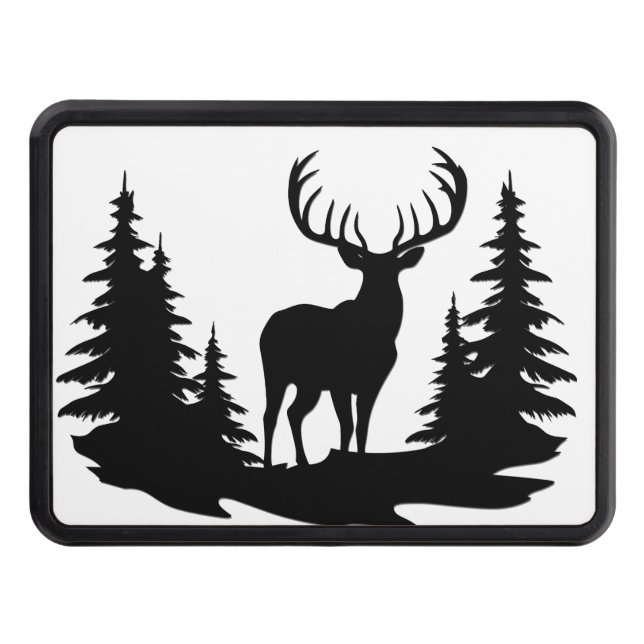 Big Buck Among Pine Tree Vector  Hitch Cover (Front)