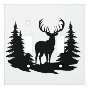 Big Buck Among Pine Tree Vector  Light Switch Cover
