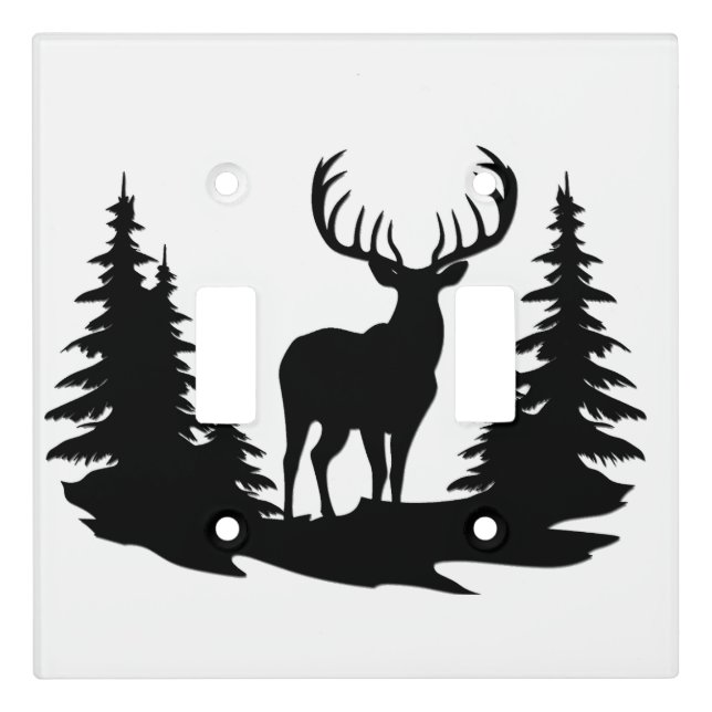 Big Buck Among Pine Tree Vector  Light Switch Cover (Front)
