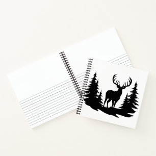 Big Buck Among Pine Tree Vector  Notebook