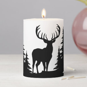 Big Buck Among Pine Tree Vector  Pillar Candle