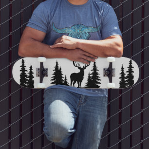 Big Buck Among Pine Tree Vector Skateboard
