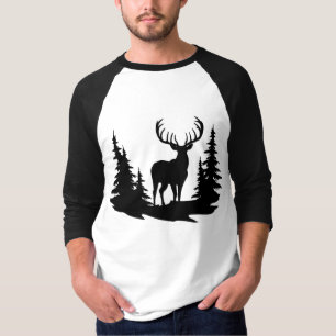 Big Buck Among Pine Tree Vector  T-Shirt