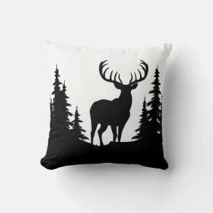 Big Buck Among Pine Tree Vector Throw Pillow