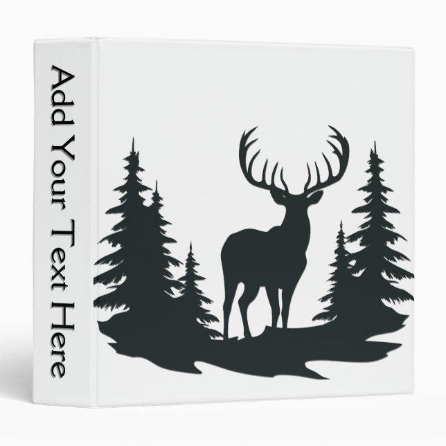 Big Buck Among Pine Trees Add Text 3 Ring Binder (Front/Spine)
