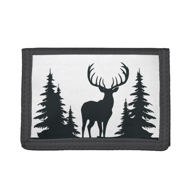 Big Buck Among Pine Trees Tri-fold Wallet (Front)