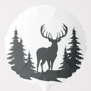 Big Buck Among Pine Trees Vector  Balloon