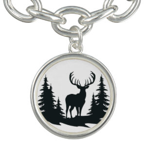 Big Buck Among Pine Trees Vector Bracelet