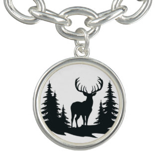 Big Buck Among Pine Trees Vector Bracelet