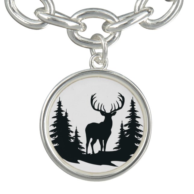 Big Buck Among Pine Trees Vector  Bracelet (Design)