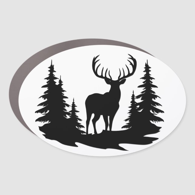 Big Buck Among Pine Trees Vector  Car Magnet (Front)