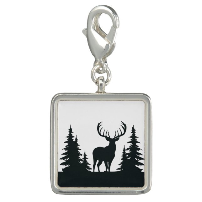 Big Buck Among Pine Trees Vector  Charm (Front)