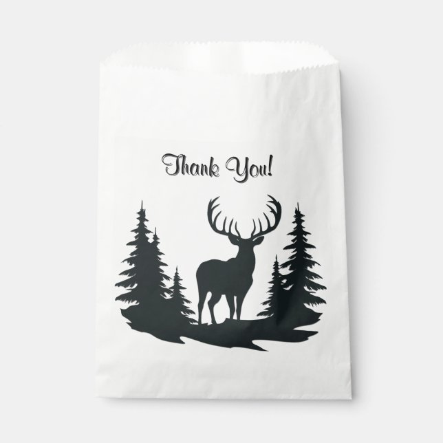 Big Buck Among Pine Trees Vector  Favor Bag (Front)