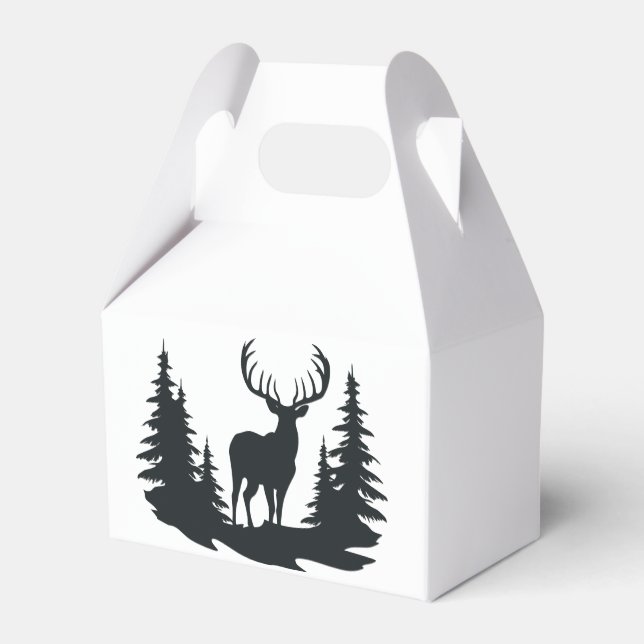 Big Buck Among Pine Trees Vector  Favor Boxes (Front Side)