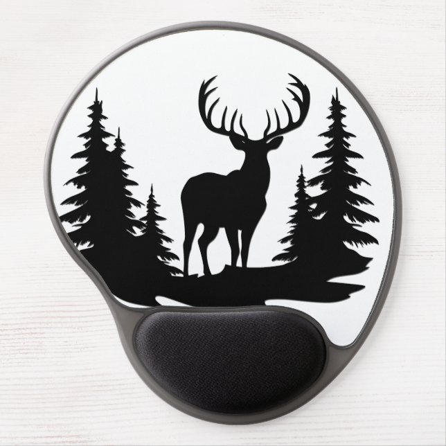 Big Buck Among Pine Trees Vector  Gel Mouse Pad (Front)