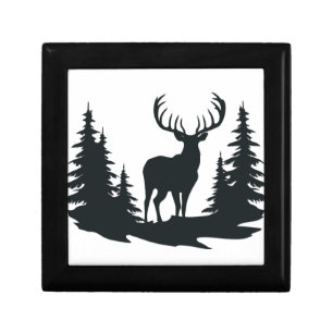 Big Buck Among Pine Trees Vector  Gift Box