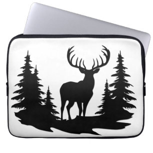 Big Buck Among Pine Trees Vector Laptop Sleeve