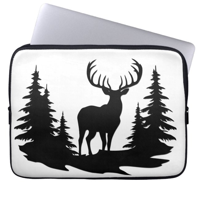 Big Buck Among Pine Trees Vector  Laptop Sleeve (Front)