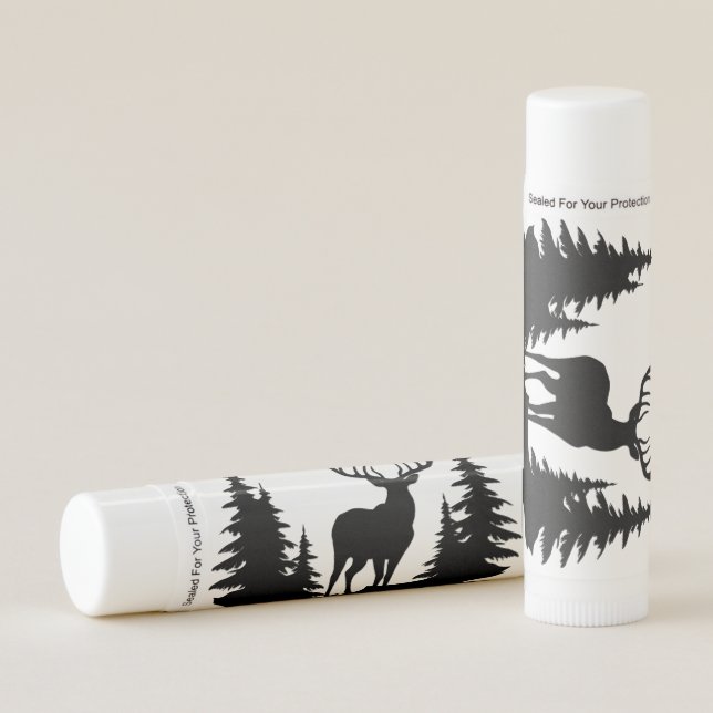 Big Buck Among Pine Trees Vector  Lip Balm (Front)