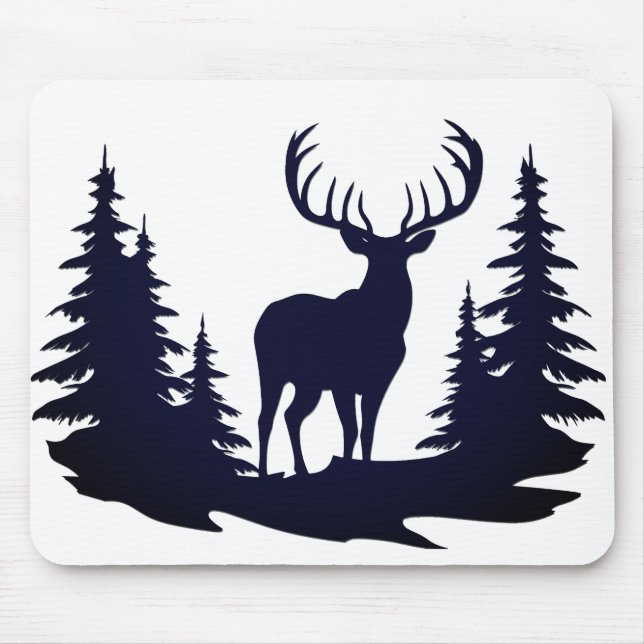 Big Buck Among Pine Trees Vector  Mouse Pad (Front)