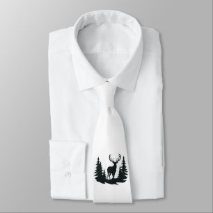 Big Buck Among Pine Trees Vector Neck Tie