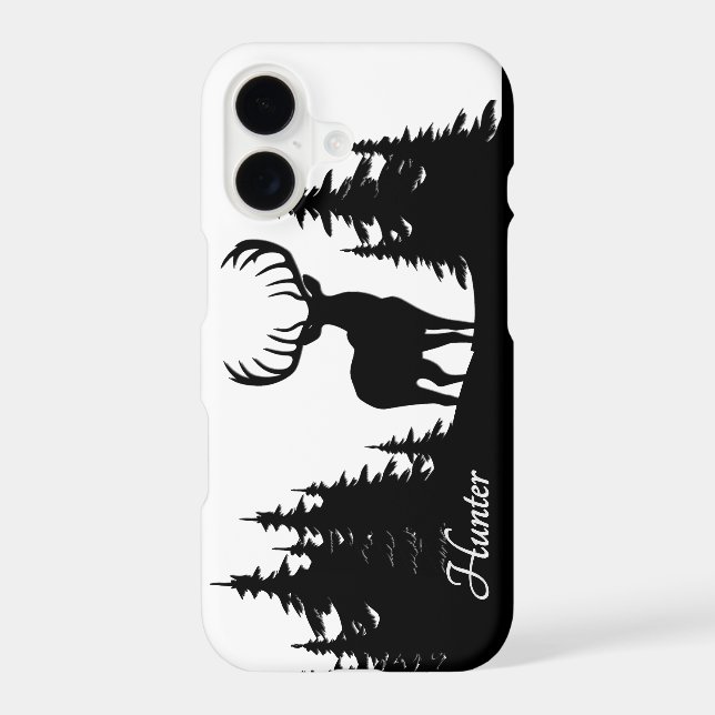Big Buck Among Pine Trees Vector Personal Name Iphone Case (Back)