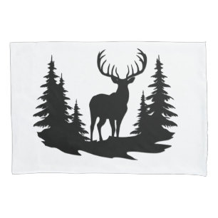 Big Buck Among Pine Trees Vector  Pillow Case
