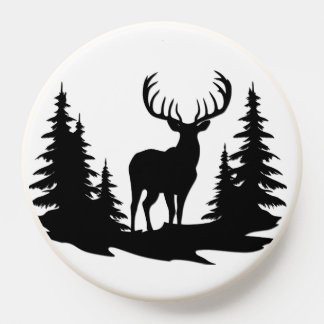 Big Buck Among Pine Trees Vector  PopSocket