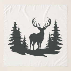 Big Buck Among Pine Trees Vector Scarf
