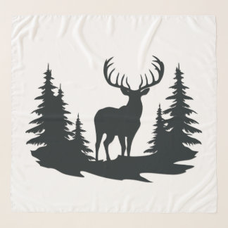 Big Buck Among Pine Trees Vector Scarf