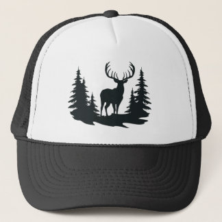 Big Buck Among Pine Trees Vector Trucker Hat