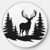 Big Buck Among Pine Trees Vector  Wireless Charger (Front)