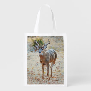 Big Buck Deer Antlers Art Eco Friendly Grocery Bag