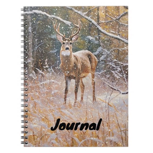 Big Buck Deer in Snow Art Notebook Journal