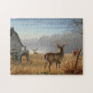 Big Buck  Deer Showdown On The Farm Jigsaw Puzzle