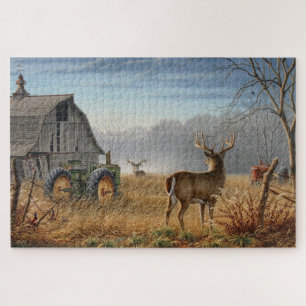 Big Buck Deer Showdown On The Farm Jigsaw Puzzle