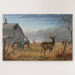 Big Buck Deer Showdown On The Farm Jigsaw Puzzle