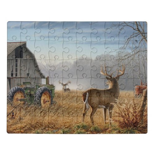 Big Buck  Deer Showdown On The Farm Jigsaw Puzzle