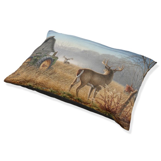 Big Buck  Deer Showdown On The Farm Pet Bed (Angled)