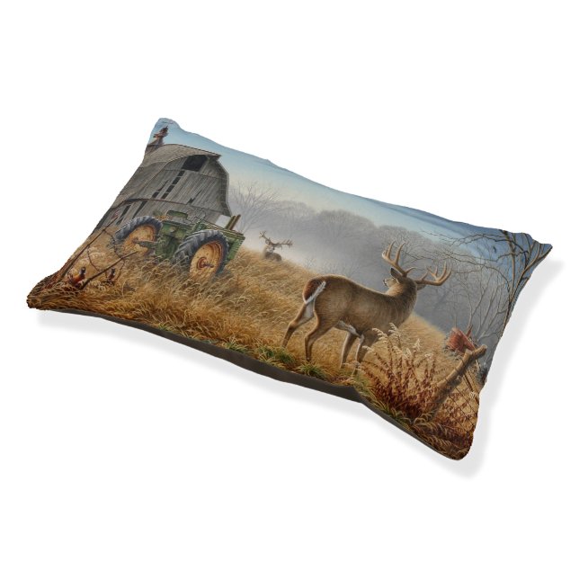 Big Buck  Deer Showdown On The Farm Pet Bed (Angled)