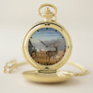 Big Buck Deer Showdown On The Farm Pocket Watch Big Buck Deer Showdown On The Farm Pocket Watch