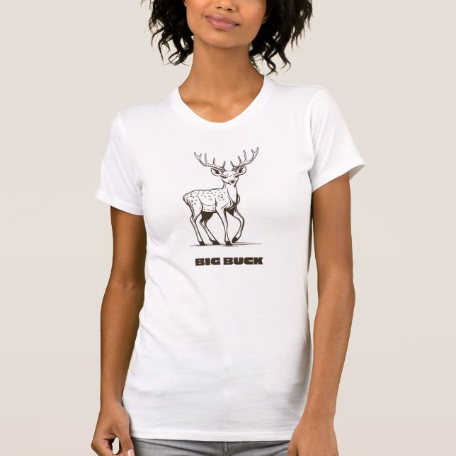 Big Buck Hunting Deer Design T-Shirt (Front)