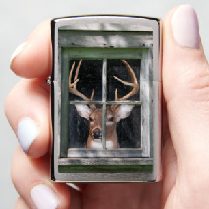 Big Buck in Cabin Window Zippo Lighter
