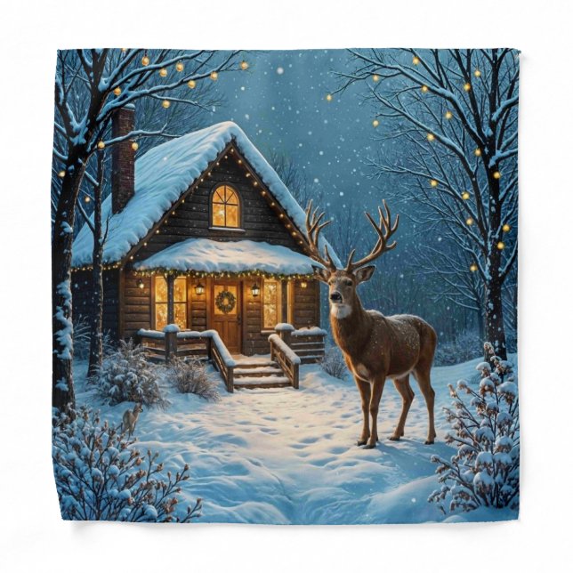  Big Buck's Snowy Christmas Visit Bandana (Front)