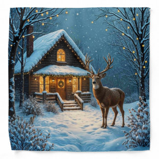 Big Buck's Snowy Christmas Visit Bandana