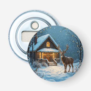  Big Buck's Snowy Christmas Visit Bottle Opener