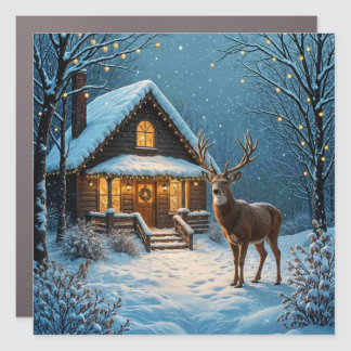 Big Buck's Snowy Christmas Visit Car Magnet