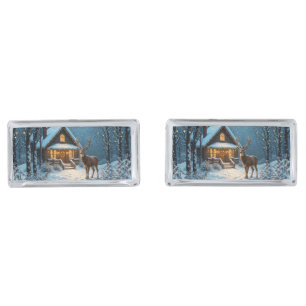 Big Buck's Snowy Christmas Visit Cufflinks